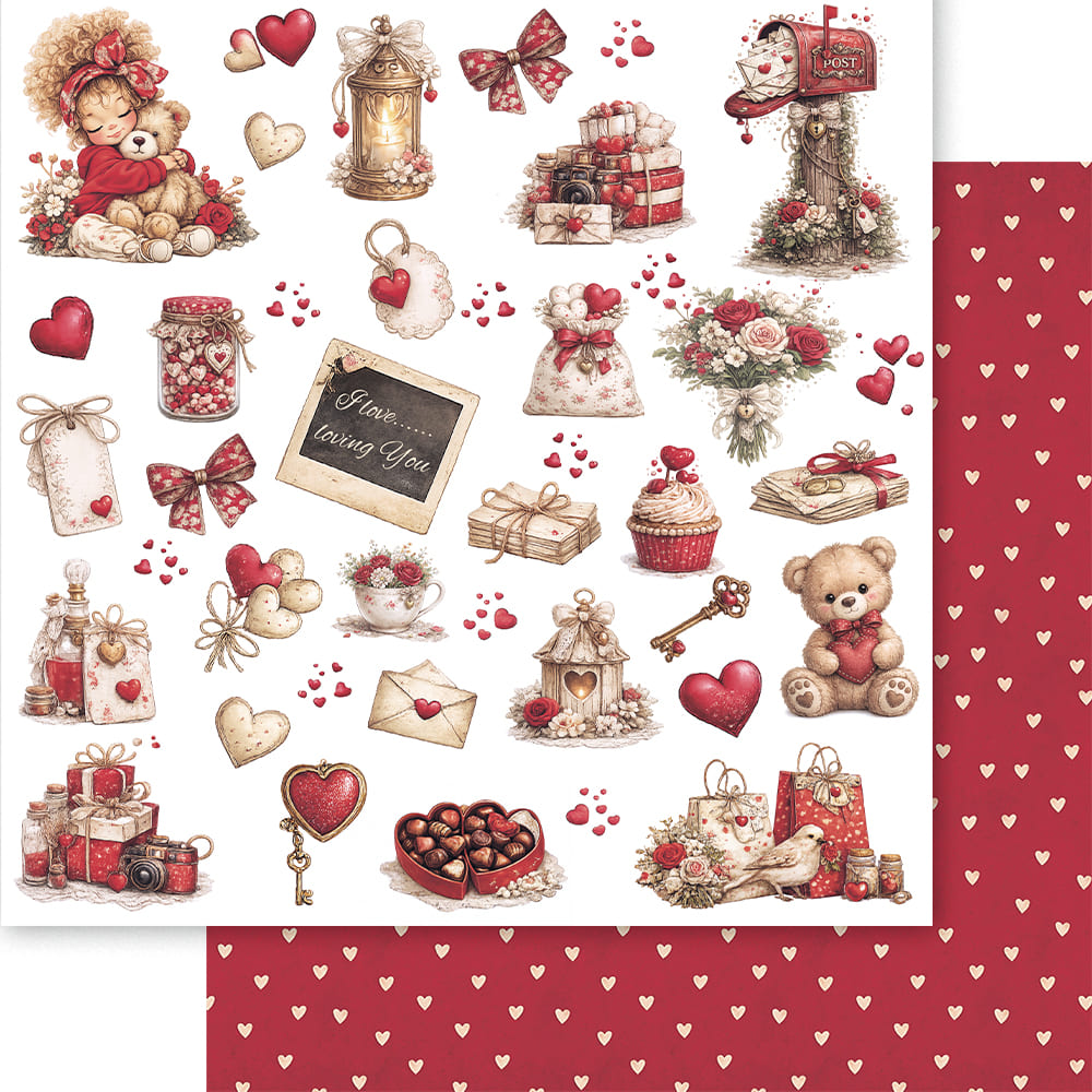 Papel para Scrapbook Dupla Face Romantico 30,5x30,5cm para Scrapbook e Papelaria Criativa Sd-1433 - Litoarte