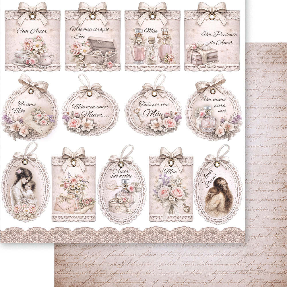 Papel para Scrapbook Dupla Face Dia das Maes 1 30,5x30,5cm para Scrapbook e Papelaria Criativa Sd-1429 - Litoarte