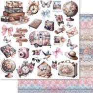 Papel para Scrapbook Dupla Face Viagem 30,5x30,5cm para Scrapbook e Papelaria Criativa Sd-1427 - Litoarte