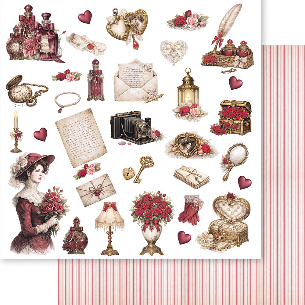 Papel para Scrapbook Dupla Face Vintage 30,5x30,5cm para Scrapbook e Papelaria Criativa Sd-1436 - Litoarte