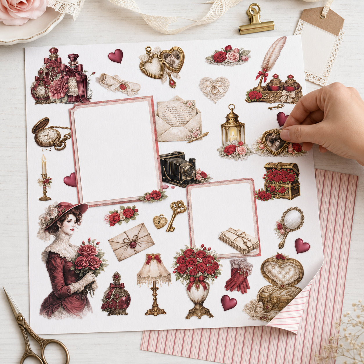 Papel para Scrapbook Dupla Face Vintage 30,5x30,5cm para Scrapbook e Papelaria Criativa Sd-1436 - Litoarte