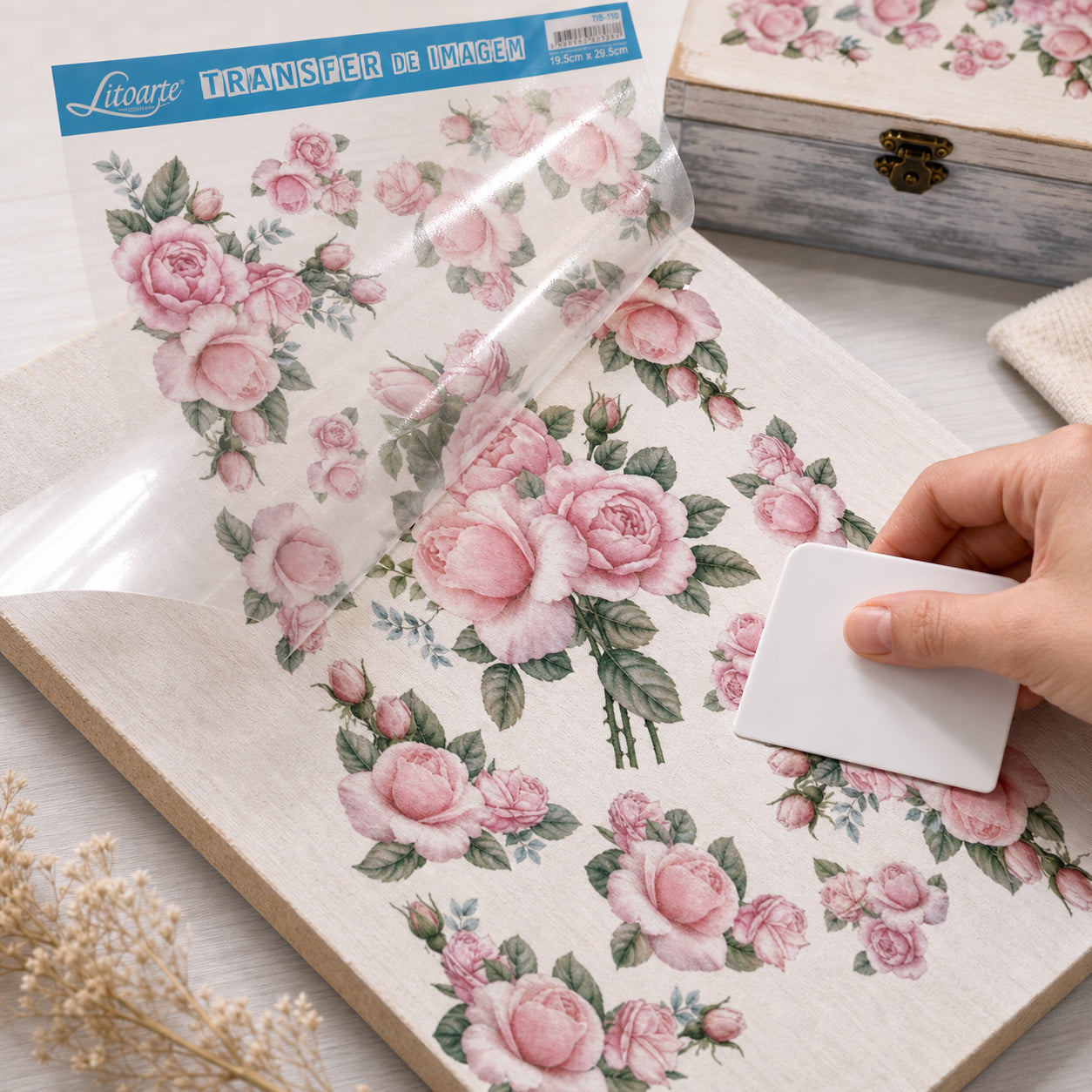 Transfer de Imagem Big Flores Pink 19,5x29,5cm para Artesanato e Decoração Tib-110 - Litoarte