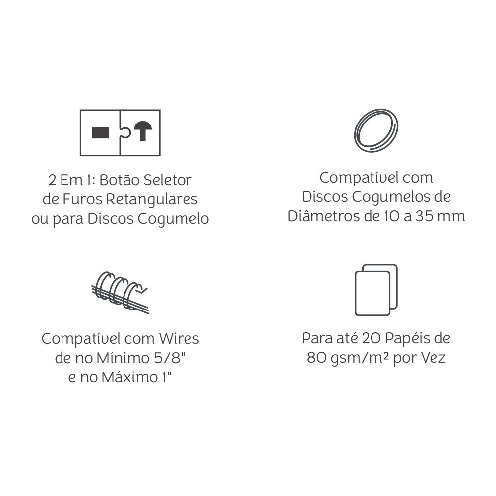 Encadernadora Binding 2 em 1 para até 20 Folhas Passo 2:1 para Encadernação Artesanal - Mimo