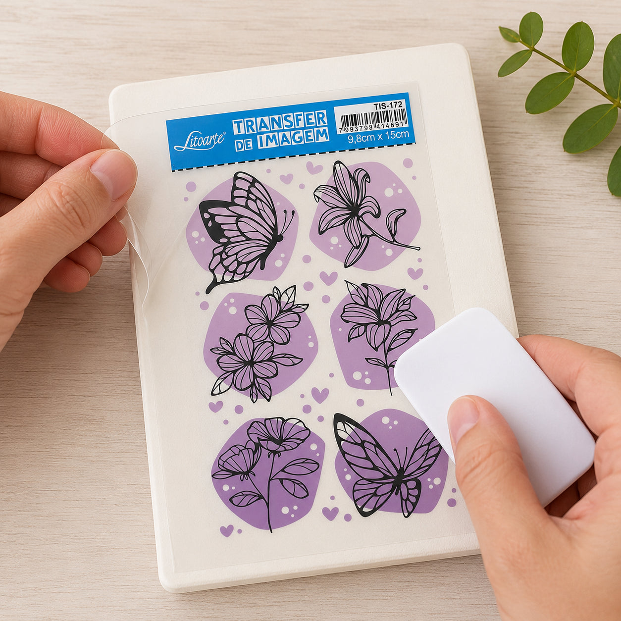 Transfer de Imagem Small Floral Lilas 9,8x15cm para Artesanato e Decoração Tis-172 - Litoarte