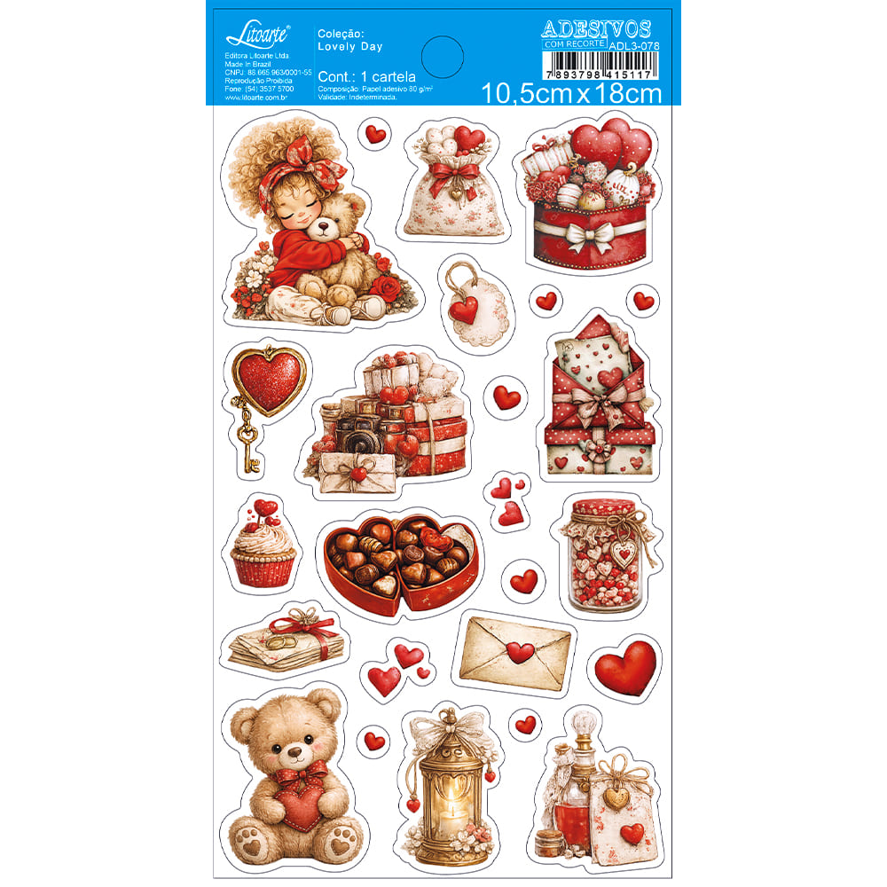 Adesivo com Recorte Amor 10,5x18cm para Artesanato e Scrapbook Adl3-078 - Litoarte