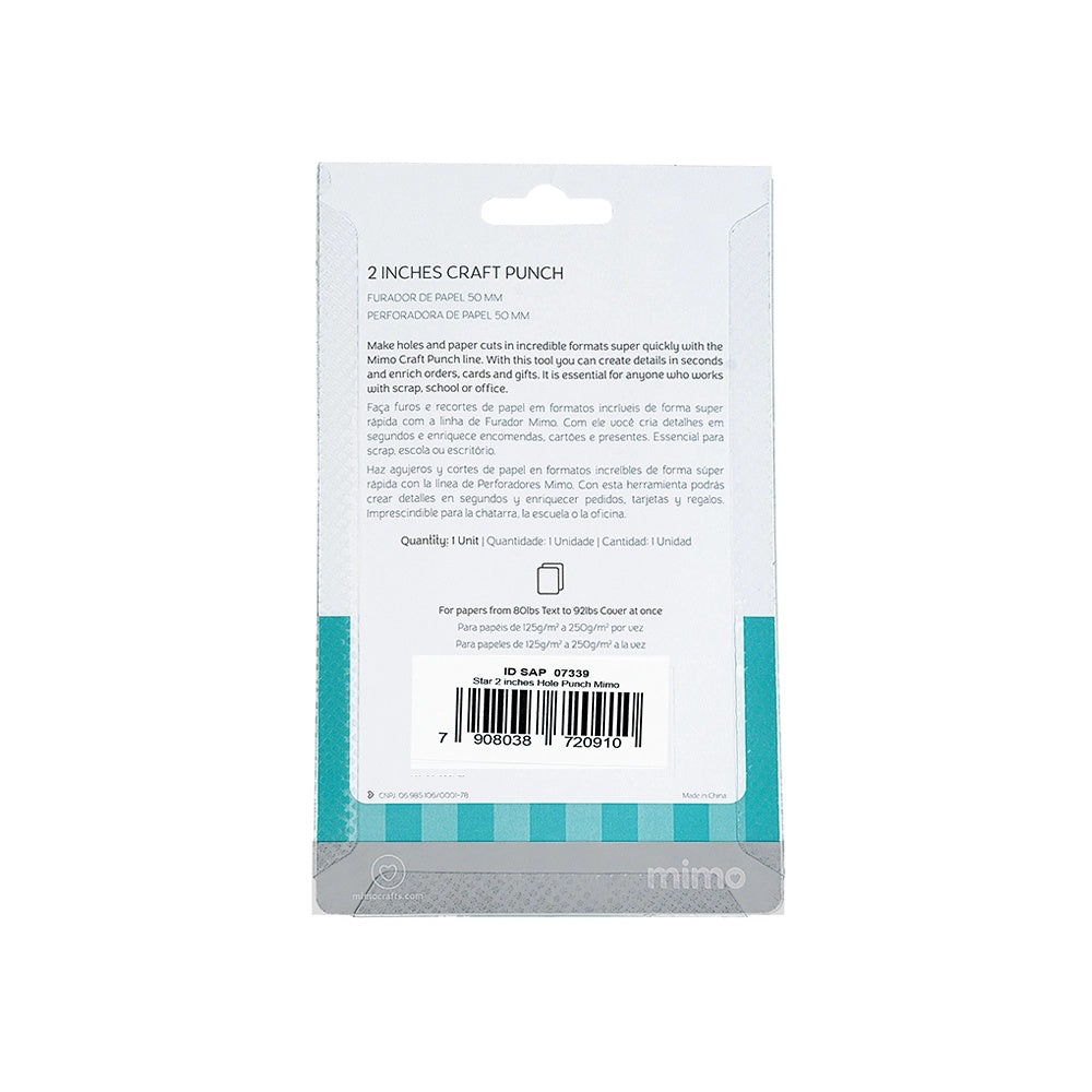 Furador de Papel Estrela 50mm para Scrapbook e Artesanato - Mimo