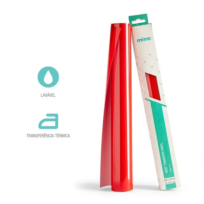 Vinil de Transferência Térmica Vermelho Carmim Color Pop 25x21cm para Artesanato e Personalização - Mimo