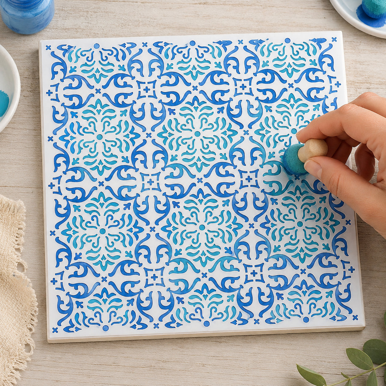 Stencil - Azulejo 2 20x20cm para Pintura Decorativa e Artesanato Stxx-374 - Litoarte