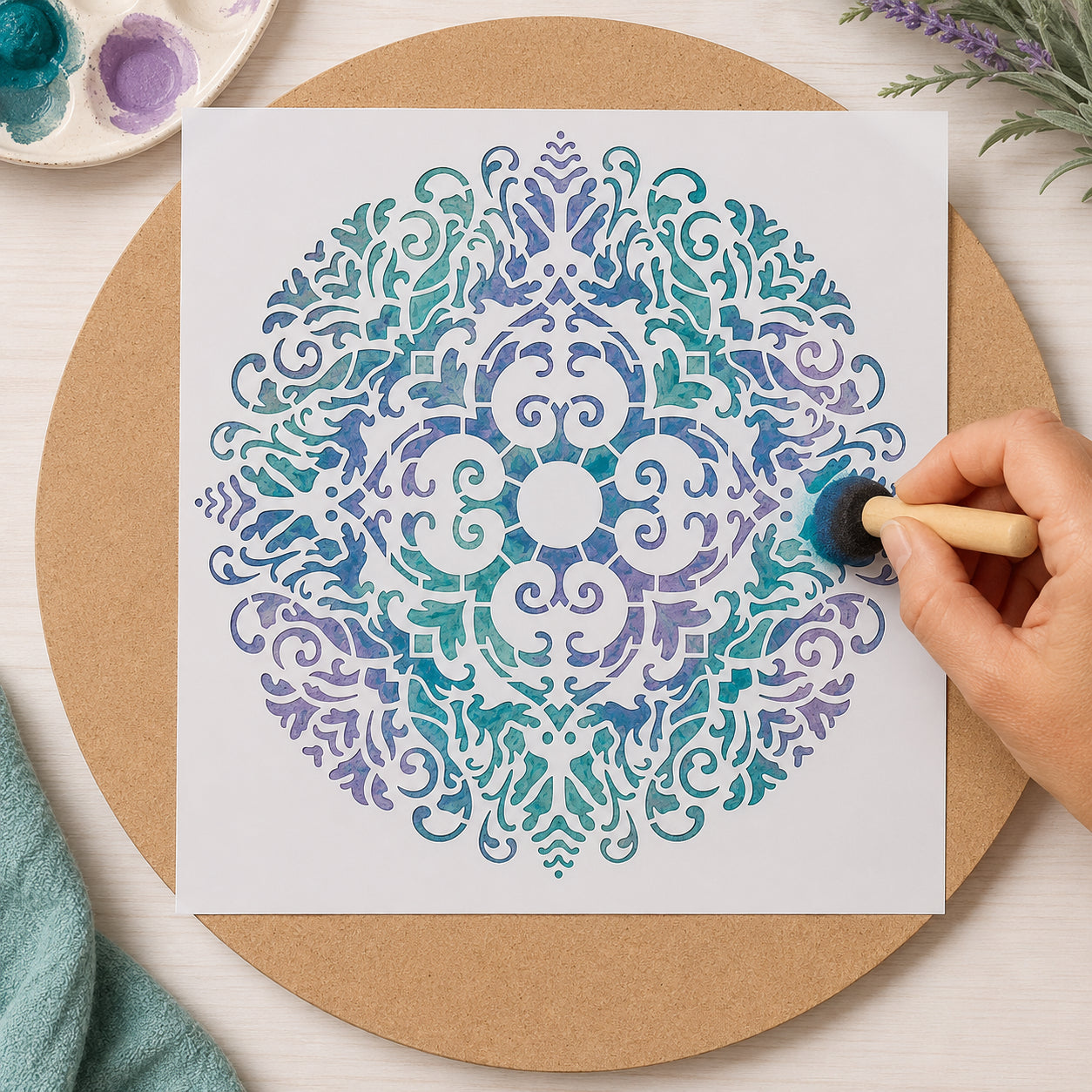 Stencil - Arabescos 7 20x20cm para Pintura Decorativa e Artesanato Stxx-368 - Litoarte