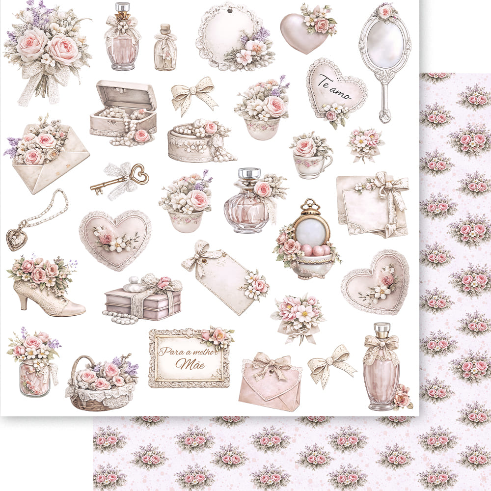 Papel para Scrapbook Dupla Face Dia das Maes 2 30,5x30,5cm para Scrapbook e Papelaria Criativa Sd-1430 - Litoarte