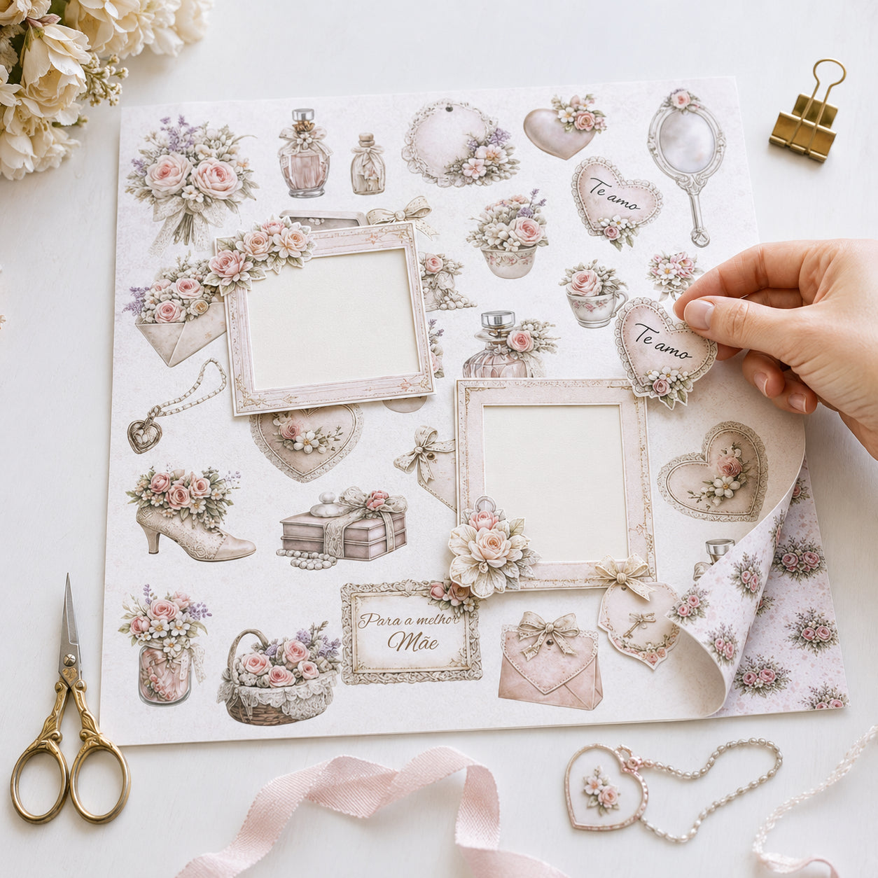 Papel para Scrapbook Dupla Face Dia das Maes 2 30,5x30,5cm para Scrapbook e Papelaria Criativa Sd-1430 - Litoarte