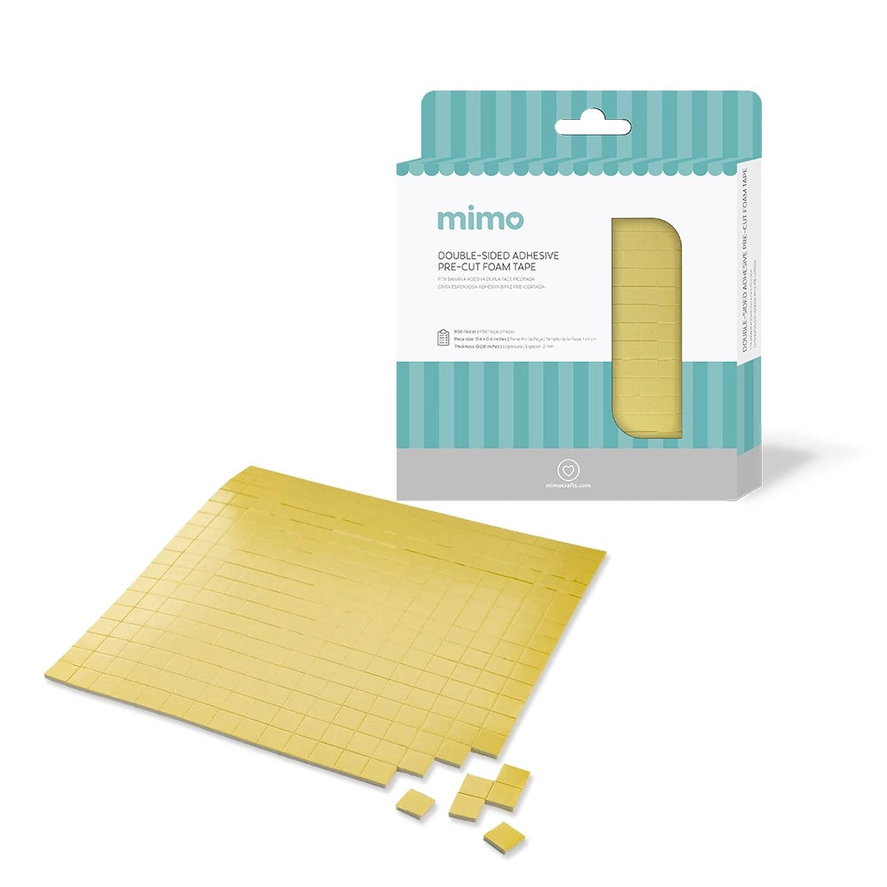 Fita Banana Adesiva Dupla Face Picotada 1x1cm com 1156 Peças para Scrapbook - Mimo