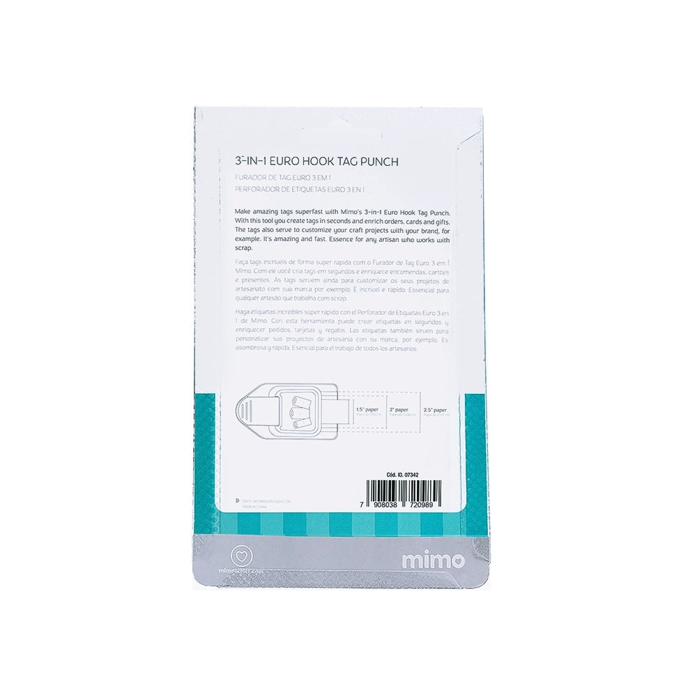 Furador de Papel Tag Euro 3 em 1 para Scrapbook e Papelaria Criativa - Mimo