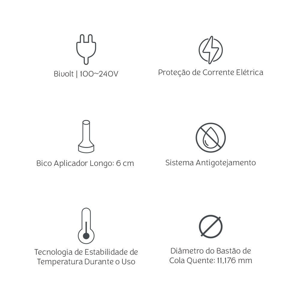 Pistola de Cola Quente Profissional Bivolt 60w com 3 Protetores para Dedo para Artesanato - Mimo