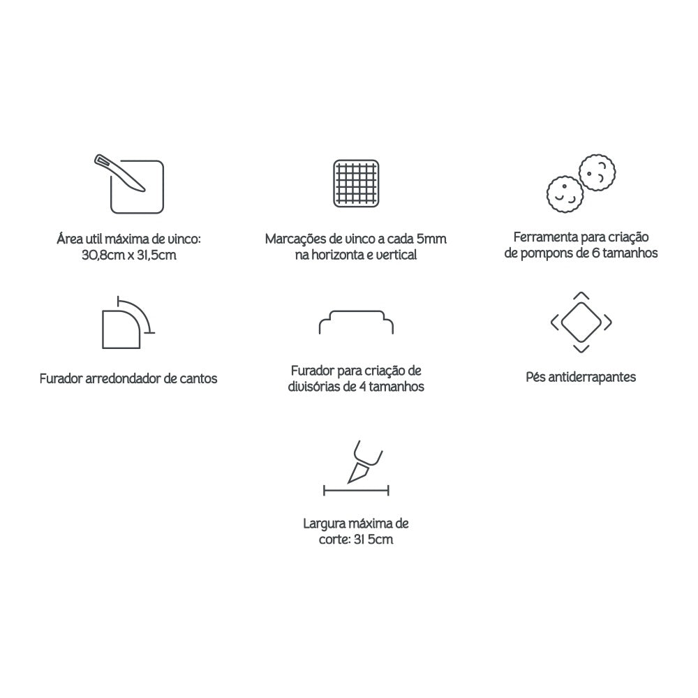 Base de Vinco e Trimmer 5 em 1 30,8x31,5cm para Scrapbook e Papelaria Criativa - Mimo