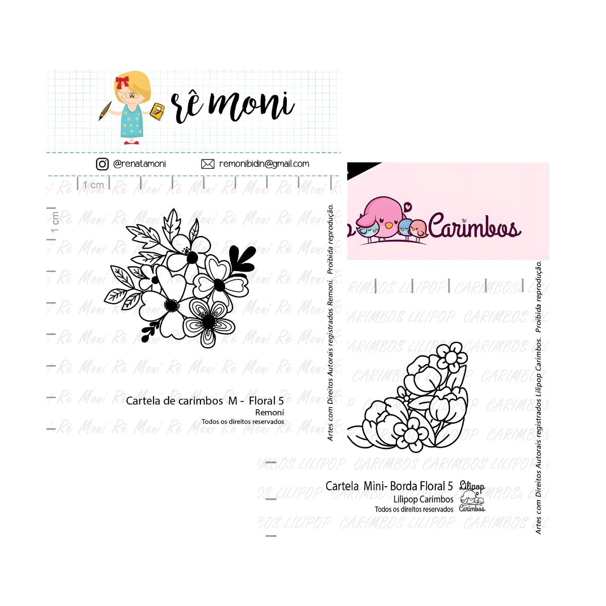 Carimbos Florais e Folhagens Scrapbook - Lilipop