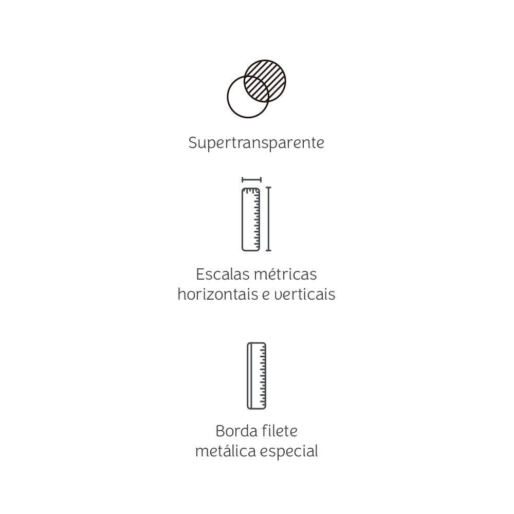 Régua Profissional para Corte 30x4cm para Artesanato e Papelaria Criativa - Mimo