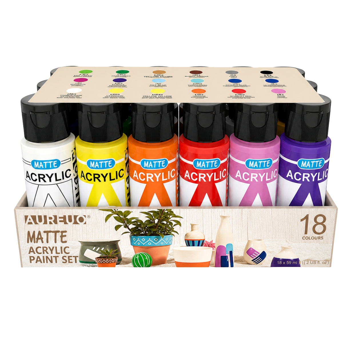 Kit de Tinta Acrílica Fosca 12 Cores 59ml - Phoenix Aureou