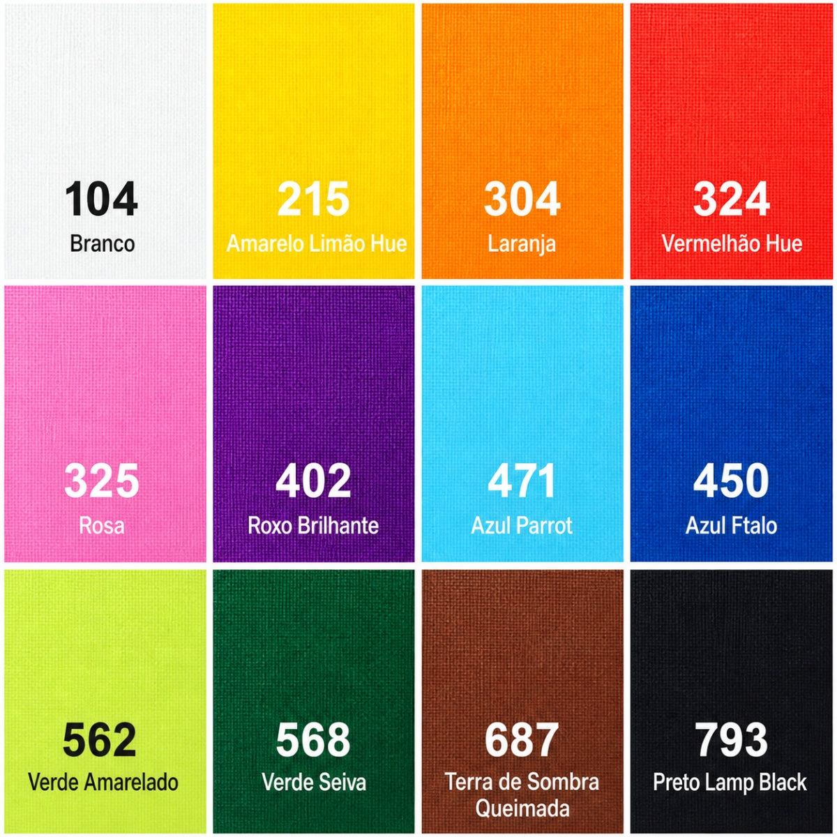 Kit de Tinta Acrílica Fosca 12 Cores 59ml - Phoenix Aureou