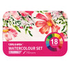Estojo de Aquarela Floral 18 Meias Pastilhas com Pincel - Phoenix