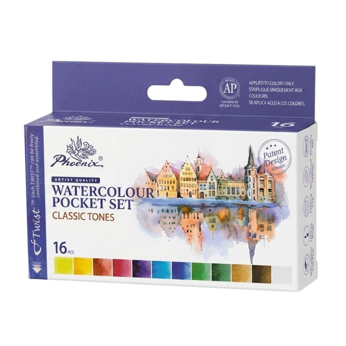 Estojo de Aquarela Pocket Set 12 Meias Pastilhas - Phoenix