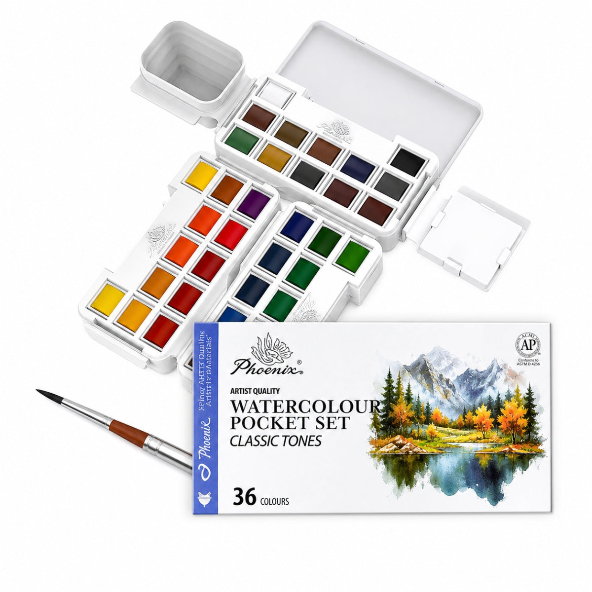 Estojo de Aquarela Pocket Set 36 Meias Pastilhas - Phoenix
