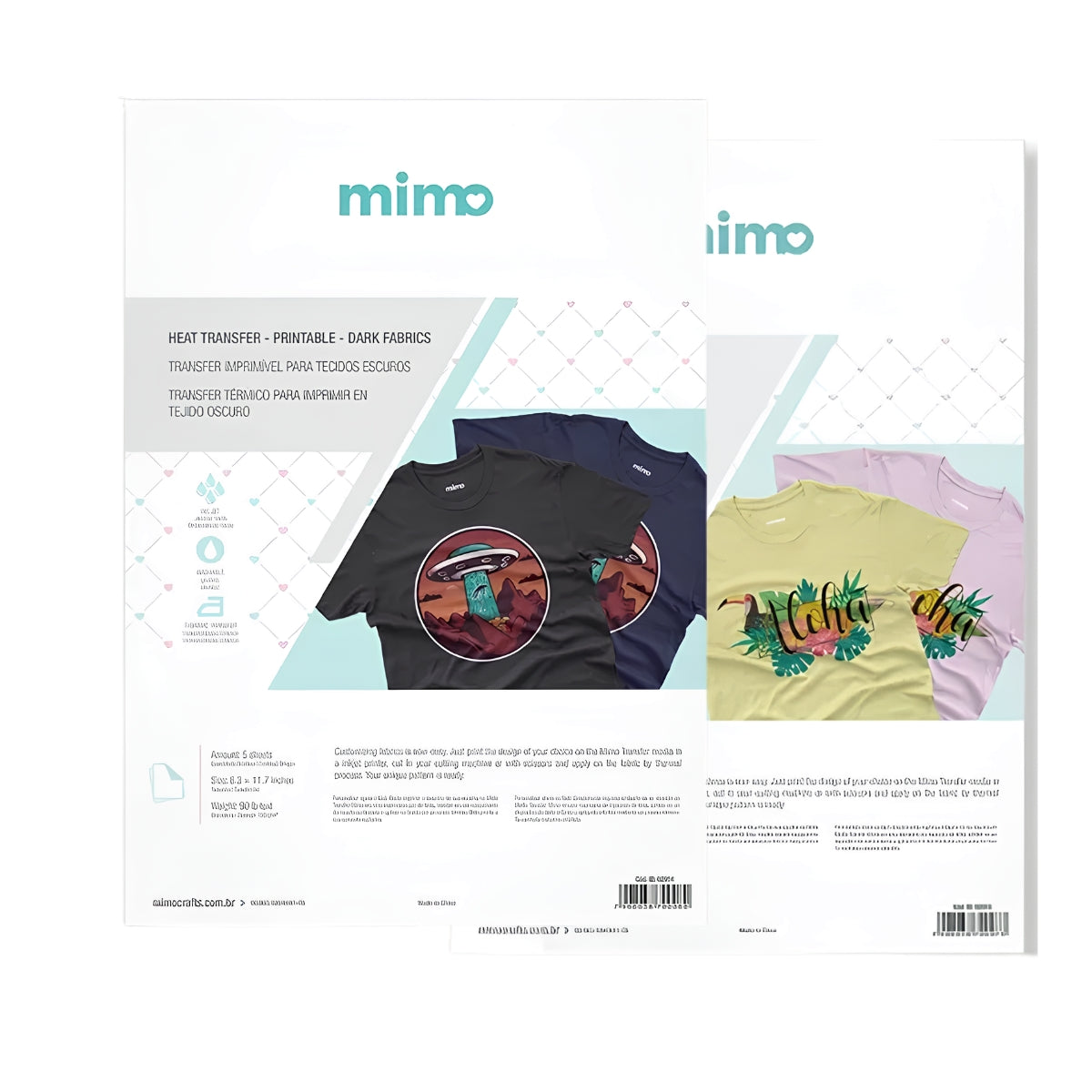 Transfer Imprimível Térmico A4 para Tecido com 5 Folhas para Personalização - Mimo