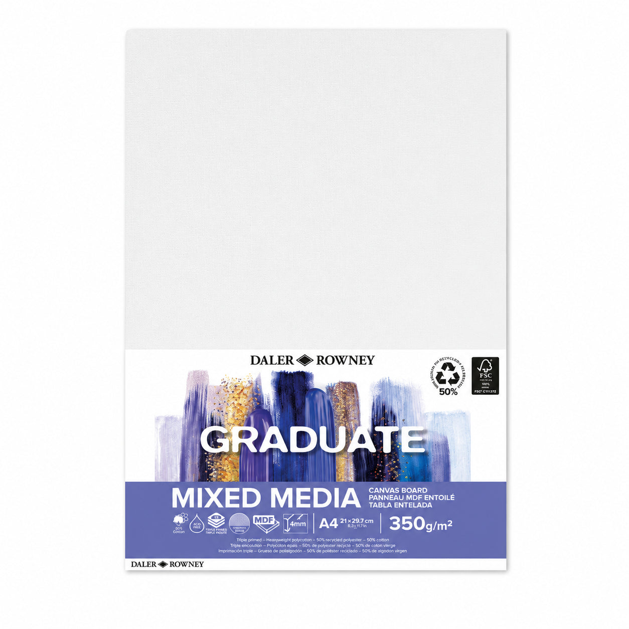 Cartão Telado Graduate Canvas Panel 350g/m² 21x29,7cm - Daler-rowney