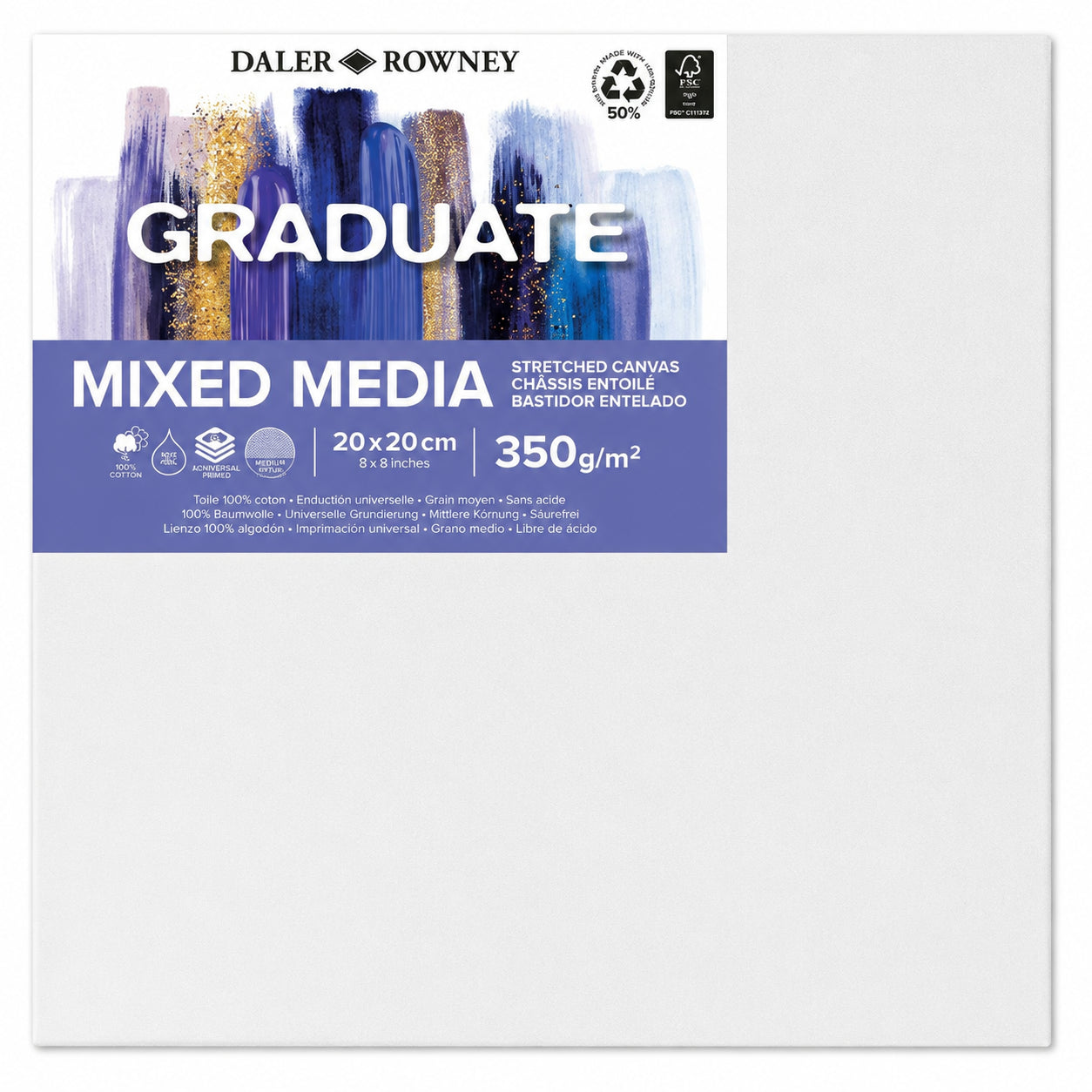 231394-tela-para-pintura-daler-rowney-350g-20x20cm-graduate-canvas-mixed-media-com-01-unid-586037