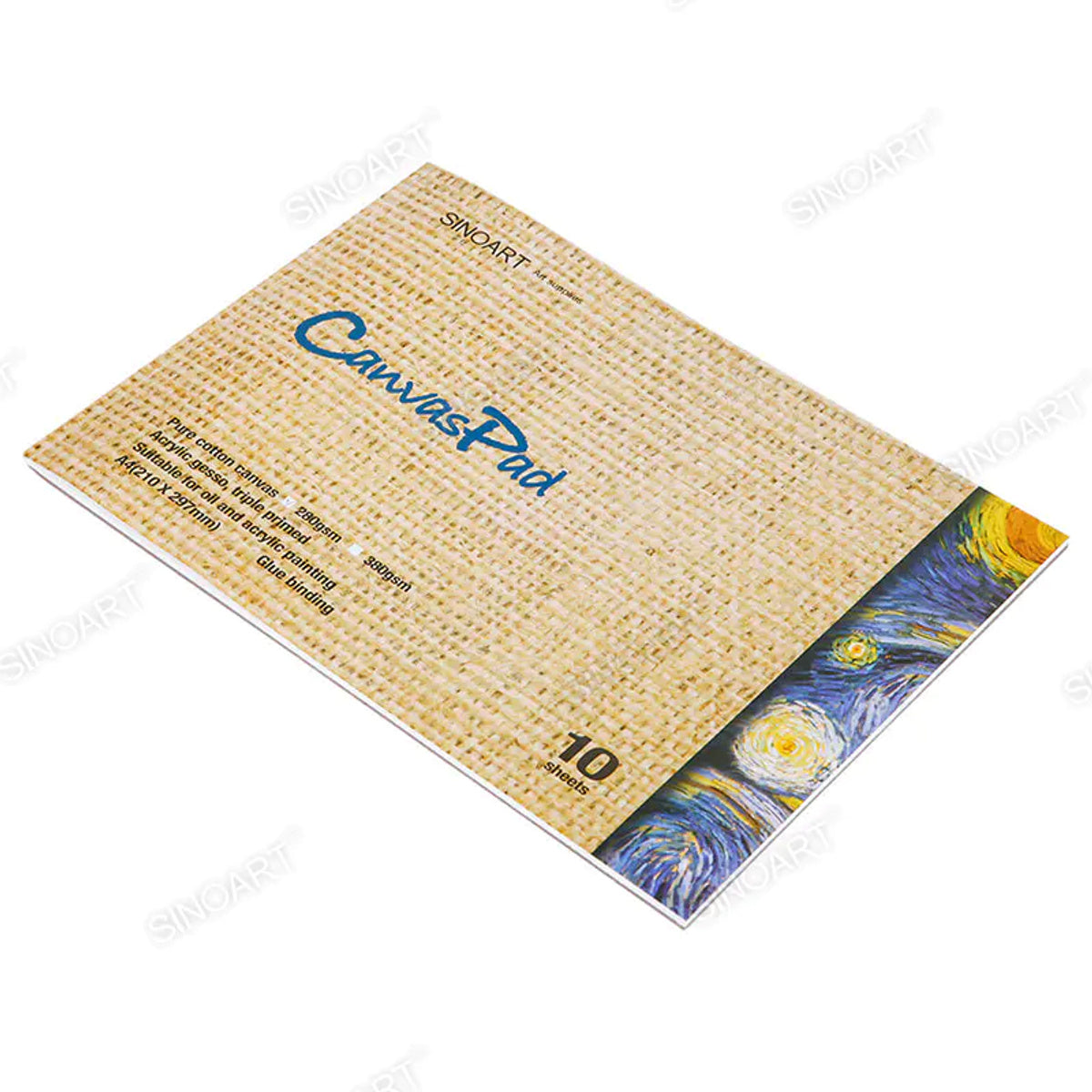 Bloco de Tela A4 280g/m² 10 Folhas para Acrílica, Óleo e Têmpera - Sinoart
