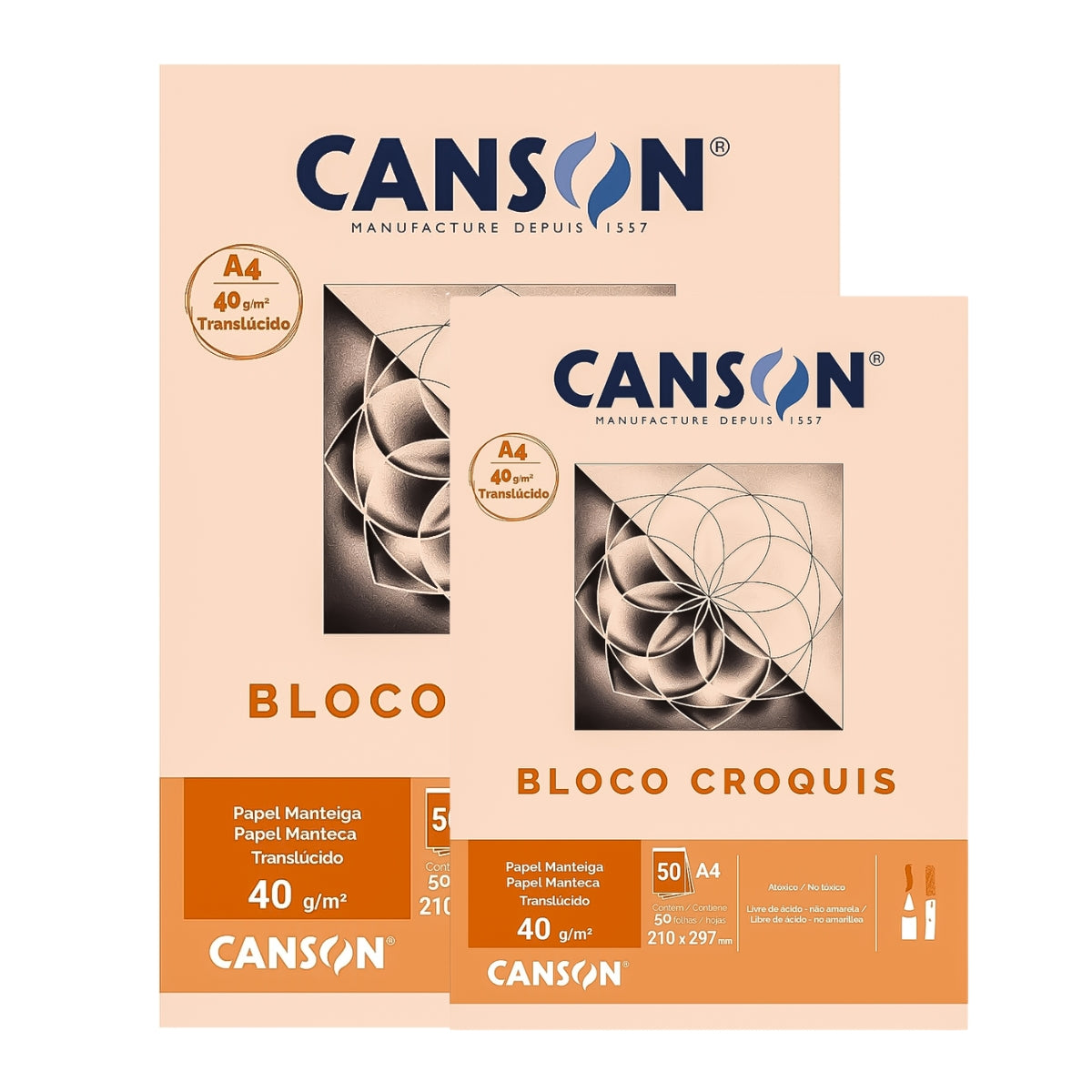 Bloco Linha Tecnica Croquis Manteiga Canson 40g/m² com 50 Folhas - Translucido
