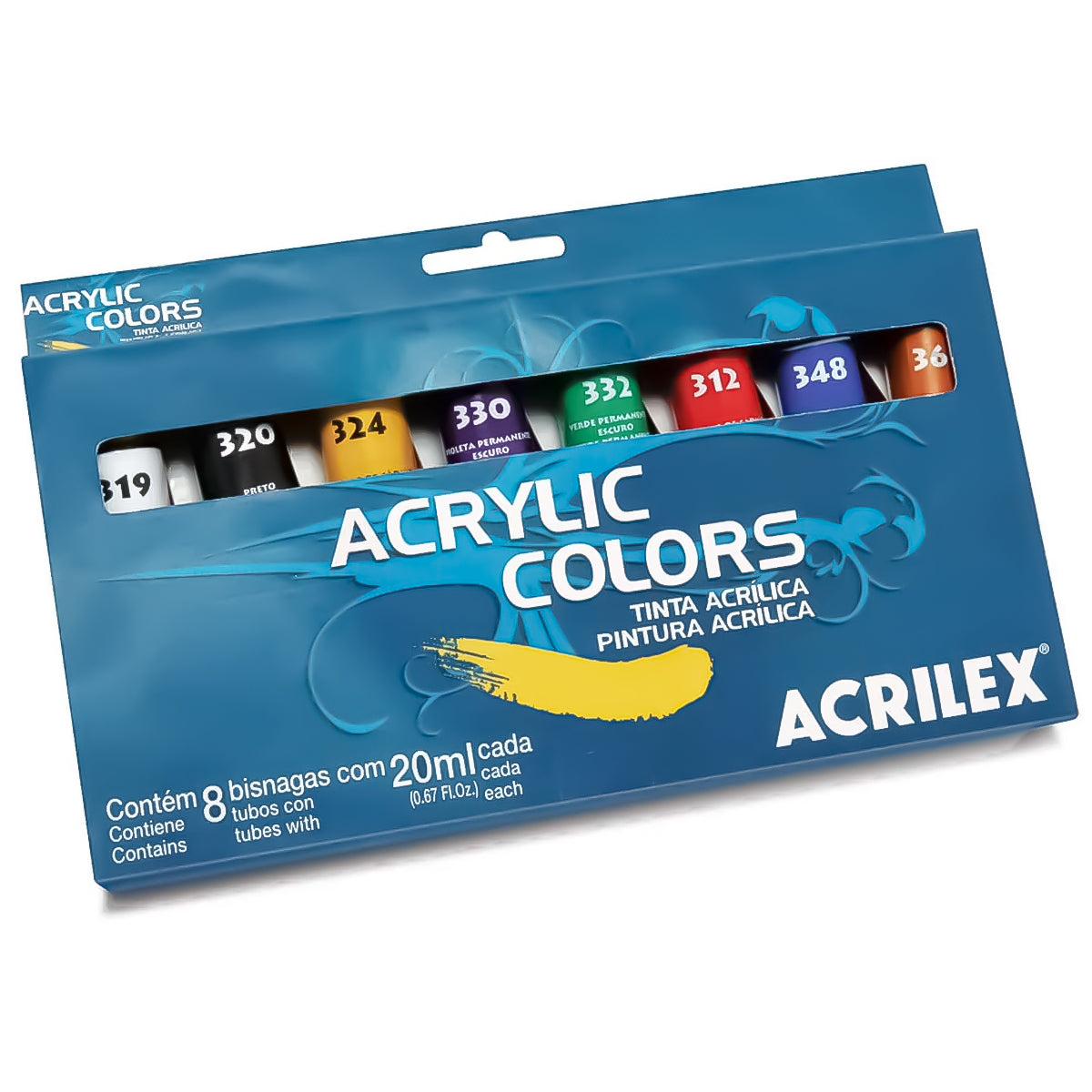 Estojo Tinta Acrilica 08 Bisnagas 20ml Acrilex - 13108