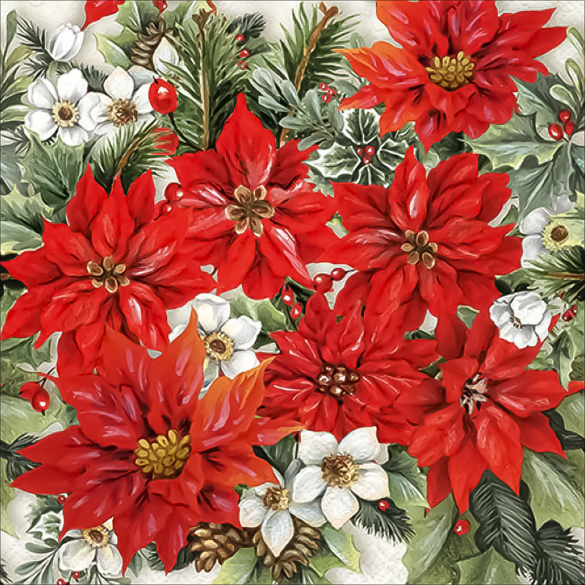 Guardanapo para Decoupage Ambiente 33x33cm com 2 Unidades - Flor de Natal
