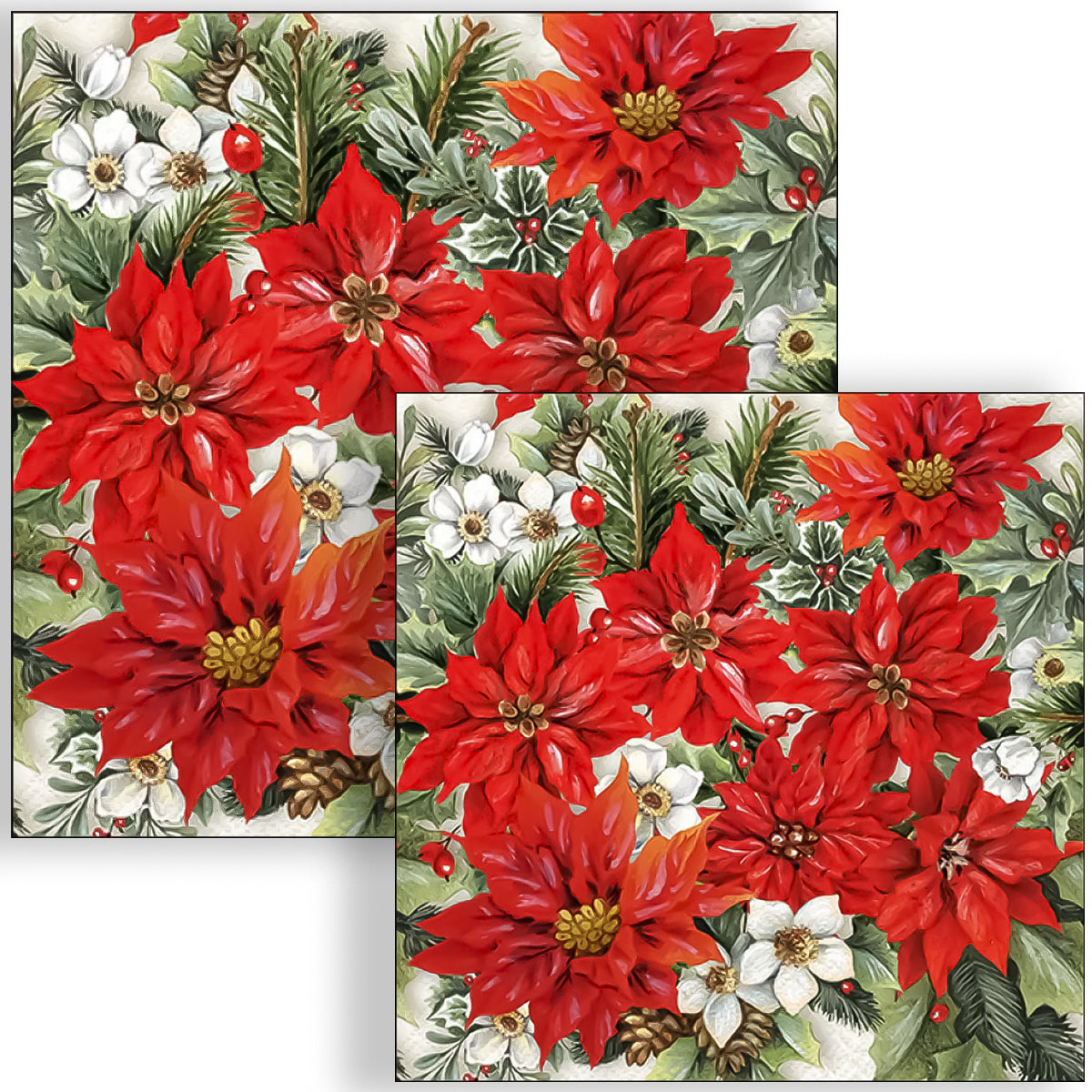 Guardanapo para Decoupage Ambiente 33x33cm com 2 Unidades - Flor de Natal