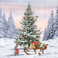 Guardanapo para Decoupage Ambiente 33x33cm com 2 Unidades - Animais de Inverno Natal