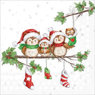 Guardanapo para Decoupage Ambiente 33x33cm com 2 Unidades - Familia de Corujas Natal