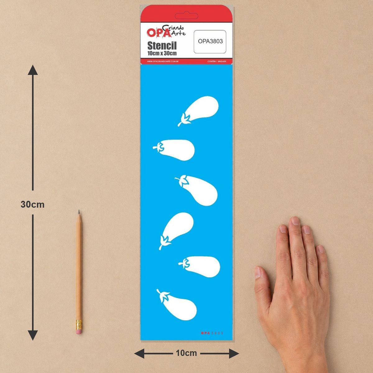 Stencil Feirinha Legumes Berinjelas 10x30cm para Pintura Decorativa e Artesanato 3803 - Opa