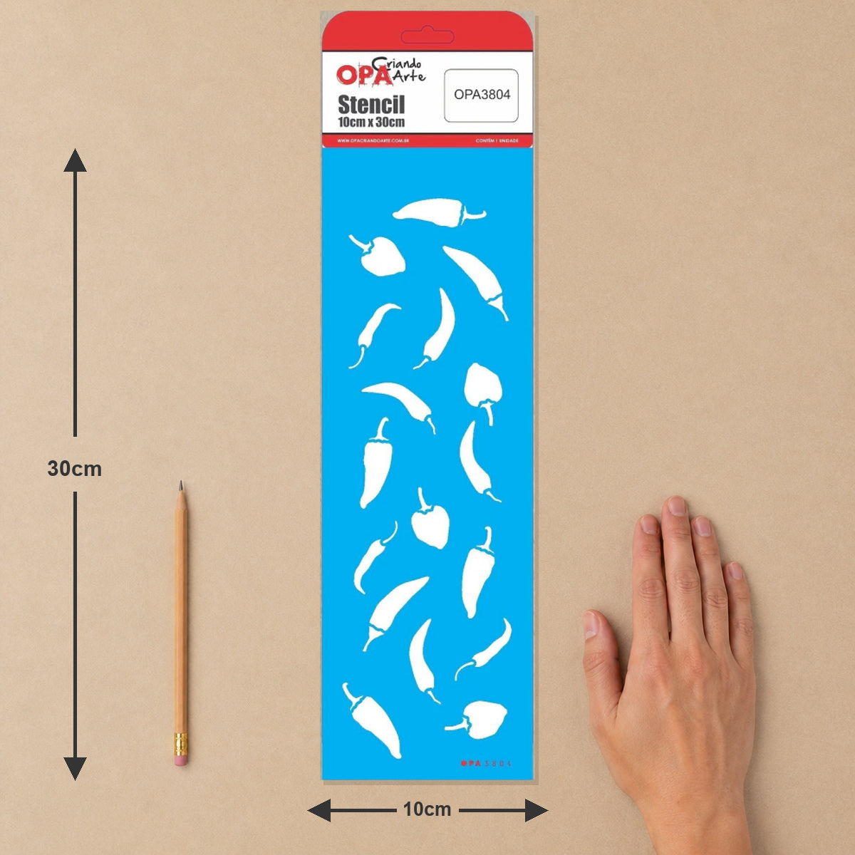 Stencil Feirinha Tempero Pimentas 10x30cm para Pintura Decorativa e Artesanato 3804 - Opa