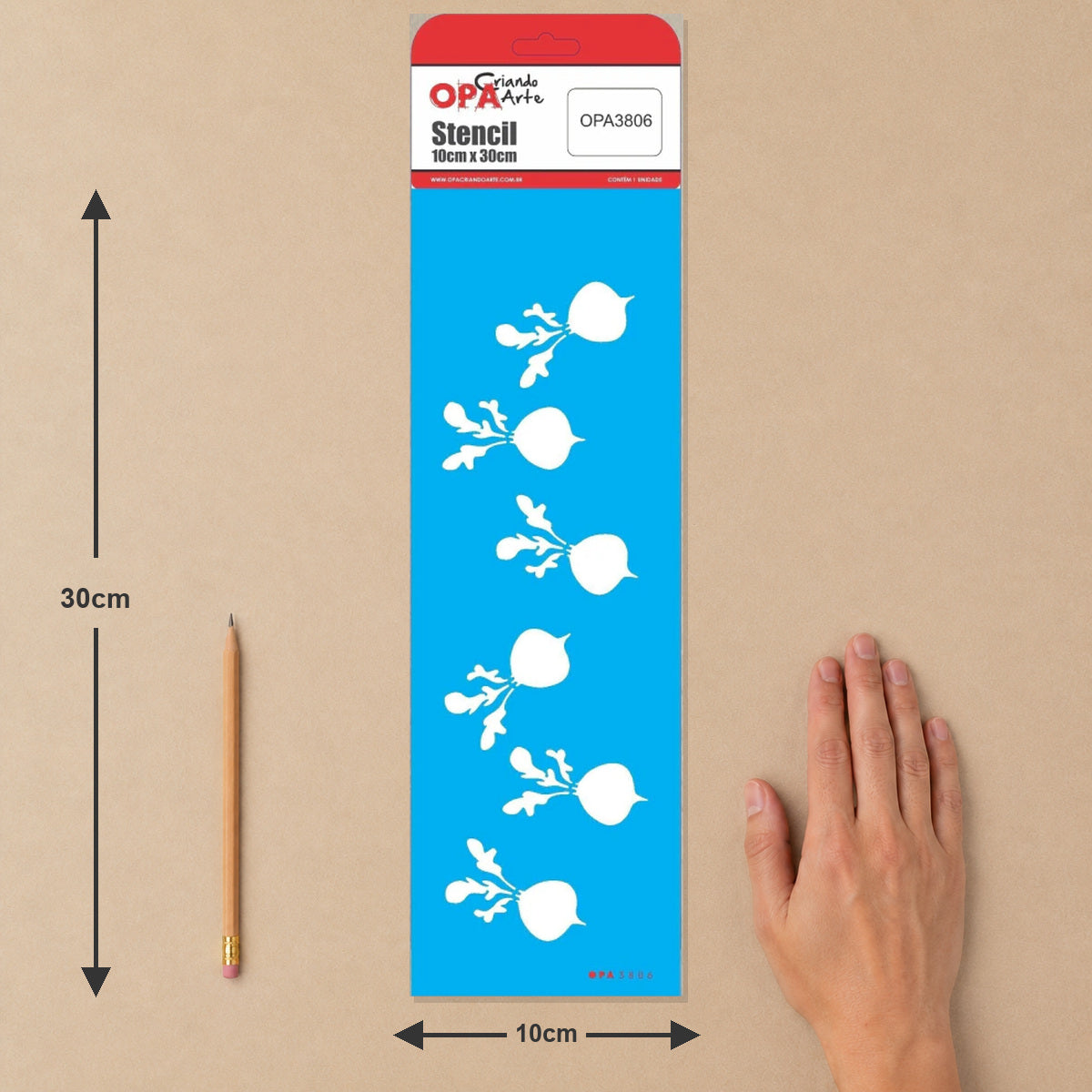 Stencil Feirinha Legumes Rabanetes 10x30cm para Pintura Decorativa e Artesanato 3806 - Opa