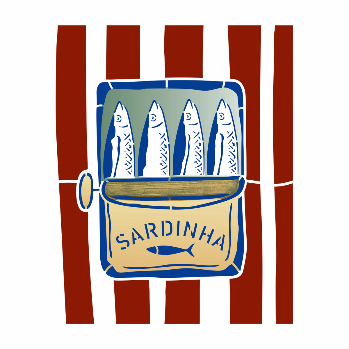 Stencil Culinária Lata de Sardinha 20x25cm para Pintura Decorativa e Artesanato 3809 - Opa