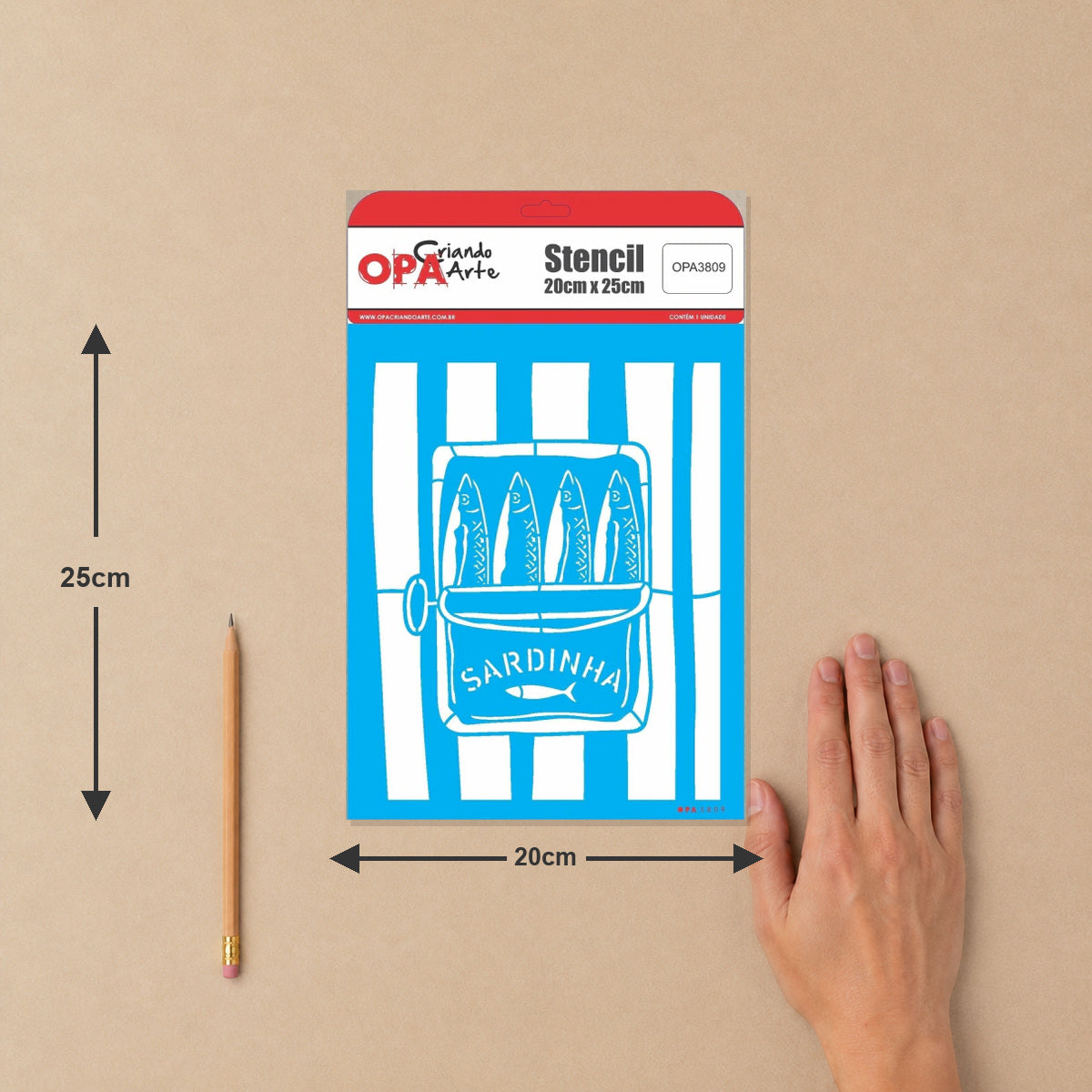 Stencil Culinária Lata de Sardinha 20x25cm para Pintura Decorativa e Artesanato 3809 - Opa