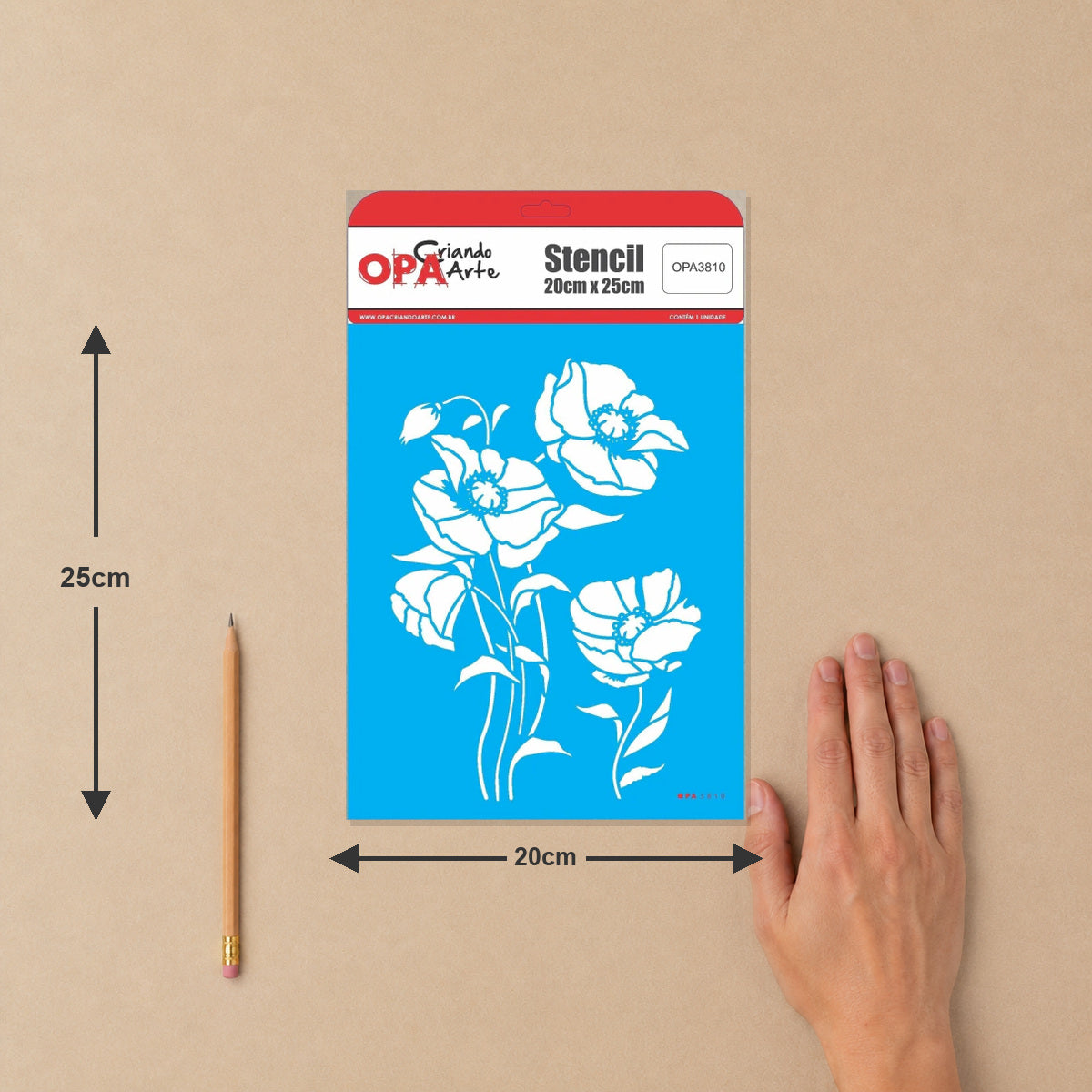 Stencil Flor Papoulas I 20x25cm para Pintura Decorativa e Artesanato 3810 - Opa