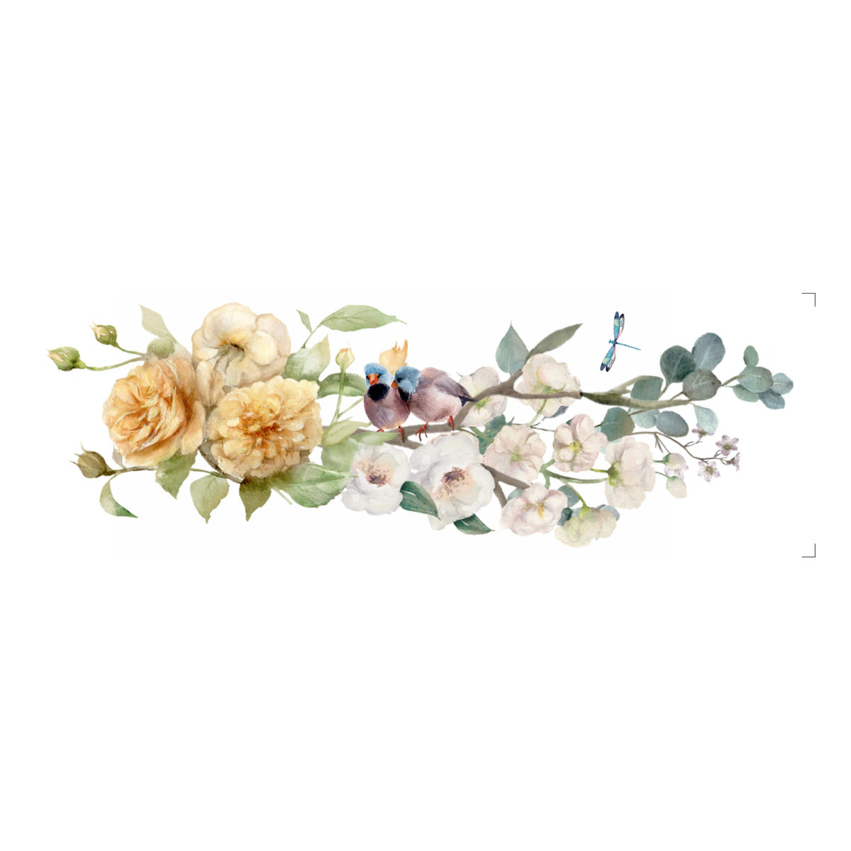 Transfer Têxtil Flores e Pássaros 10x30cm para Personalização de Tecidos 3823 - Opa