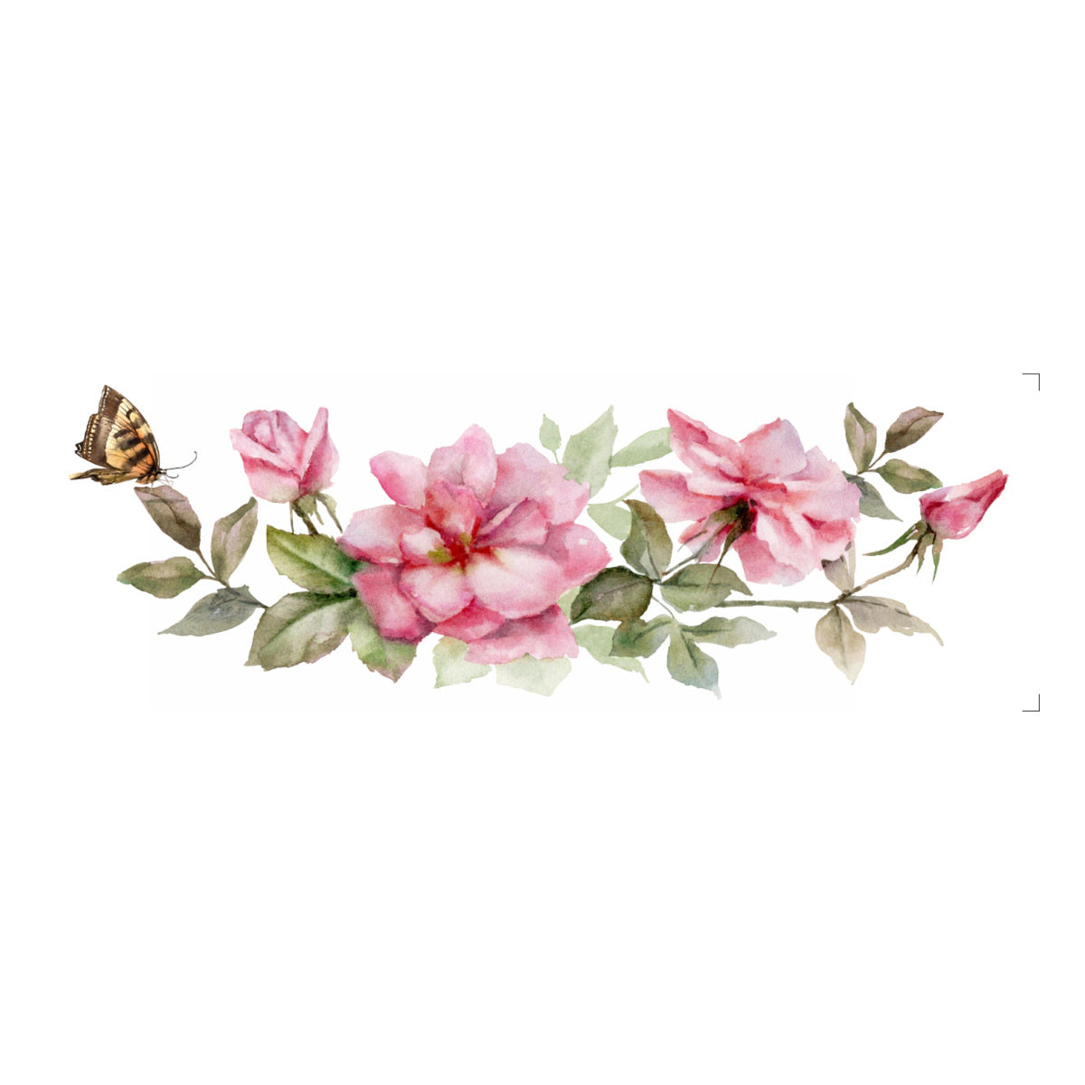 Transfer Têxtil Flores Rosas 10x30cm para Personalização de Tecidos 3825 - Opa