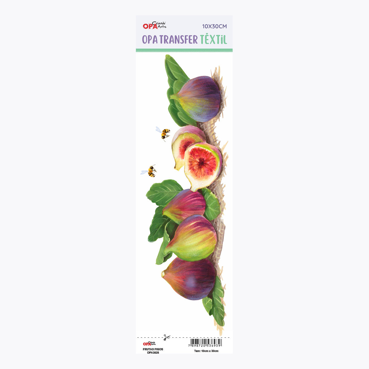 Transfer Têxtil Frutas Figos 10x30cm para Personalização de Tecidos 3826 - Opa