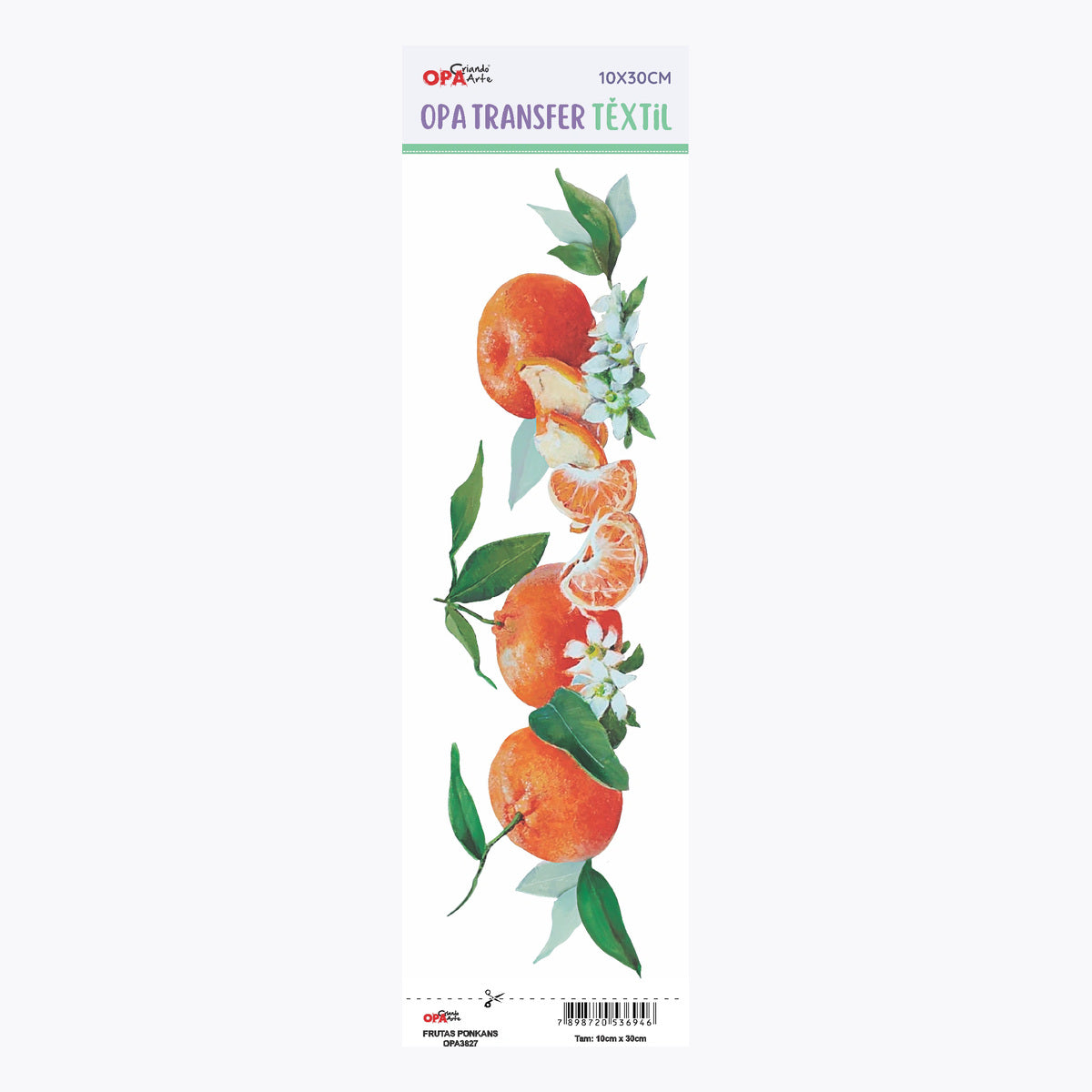 Transfer Têxtil Frutas Ponkans 10x30cm para Personalização de Tecidos 3827 - Opa