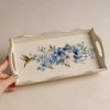 Transfer Têxtil Flores Azuis e Beija-flor 7x20cm para Personalização de Tecidos 3830 - Opa