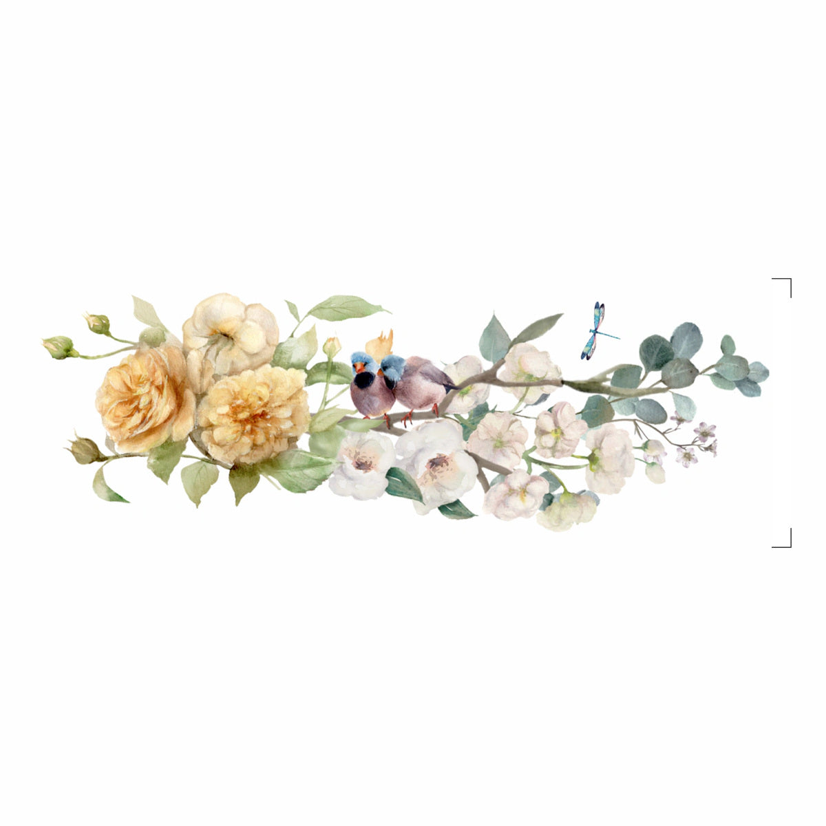 Transfer Têxtil Flores e Pássaros 7x20cm para Personalização de Tecidos 3831 - Opa