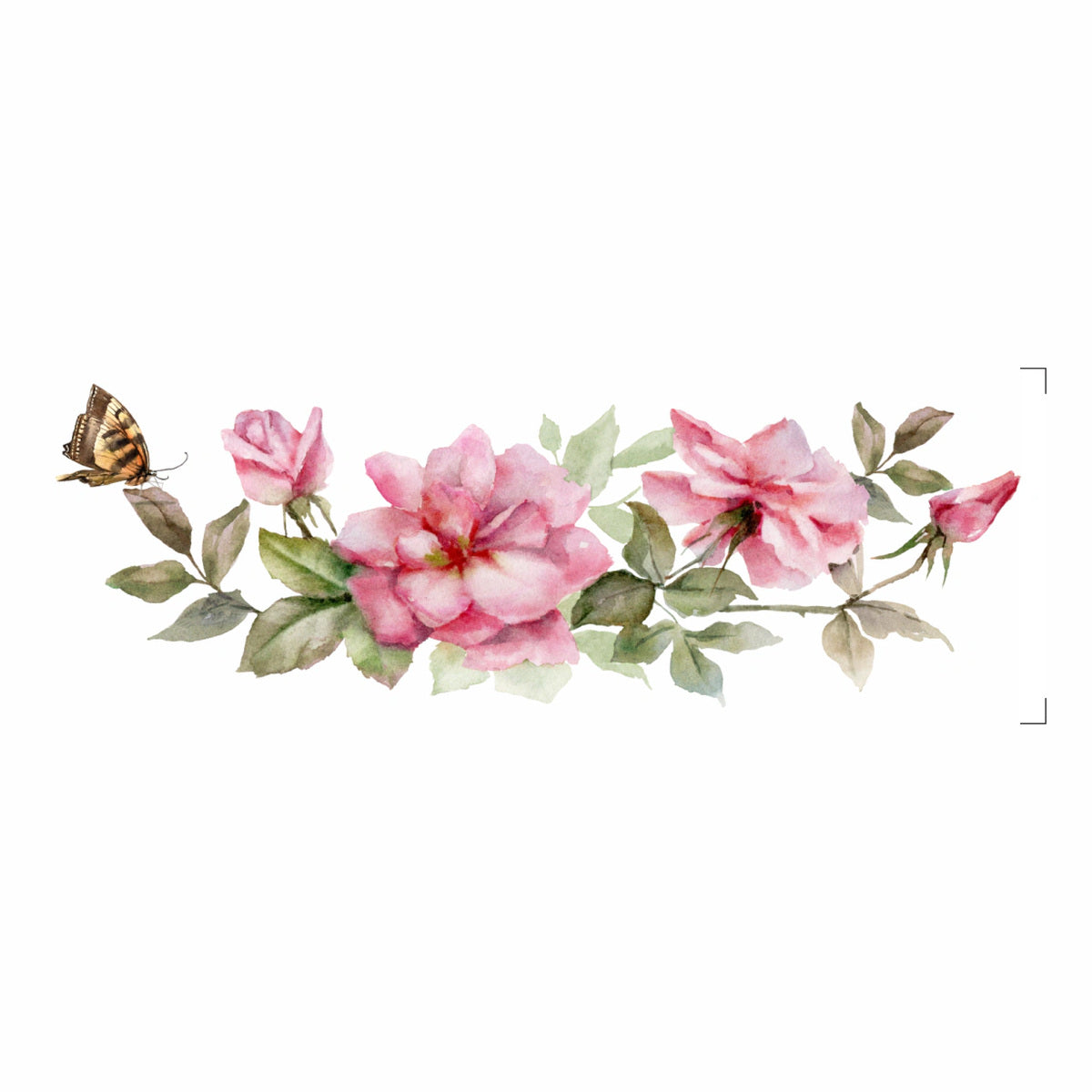 Transfer Têxtil Flores Rosas 7x20cm para Personalização de Tecidos 3833 - Opa