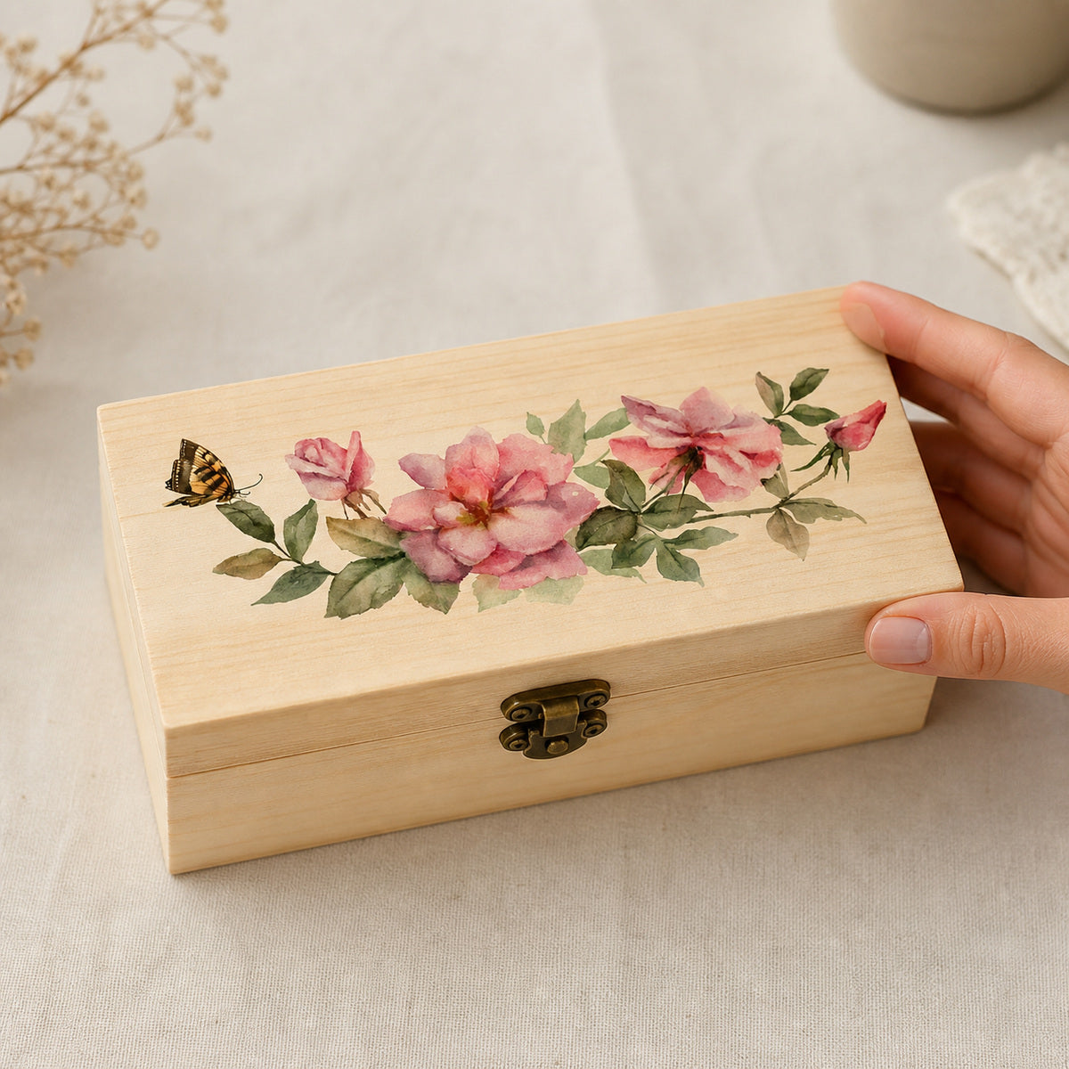 Transfer Têxtil Flores Rosas 7x20cm para Personalização de Tecidos 3833 - Opa